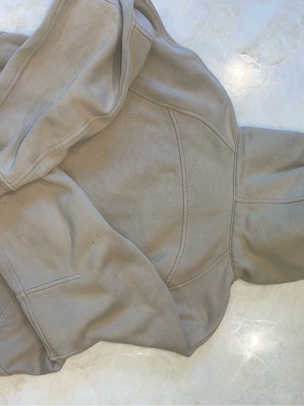 Lululemon Scuba Half-Zip Hoodie Cropped Sweatshirt in neutral beige color sz 4 - Picture 12 of 13
